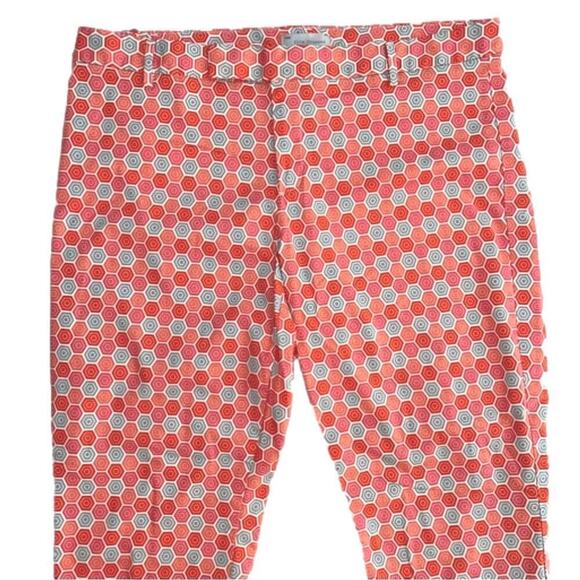 GAP Slim Cropped Orange Gray Geometric Hexagon Pants Size 16 Cotton Stretch - Picture 3 of 11